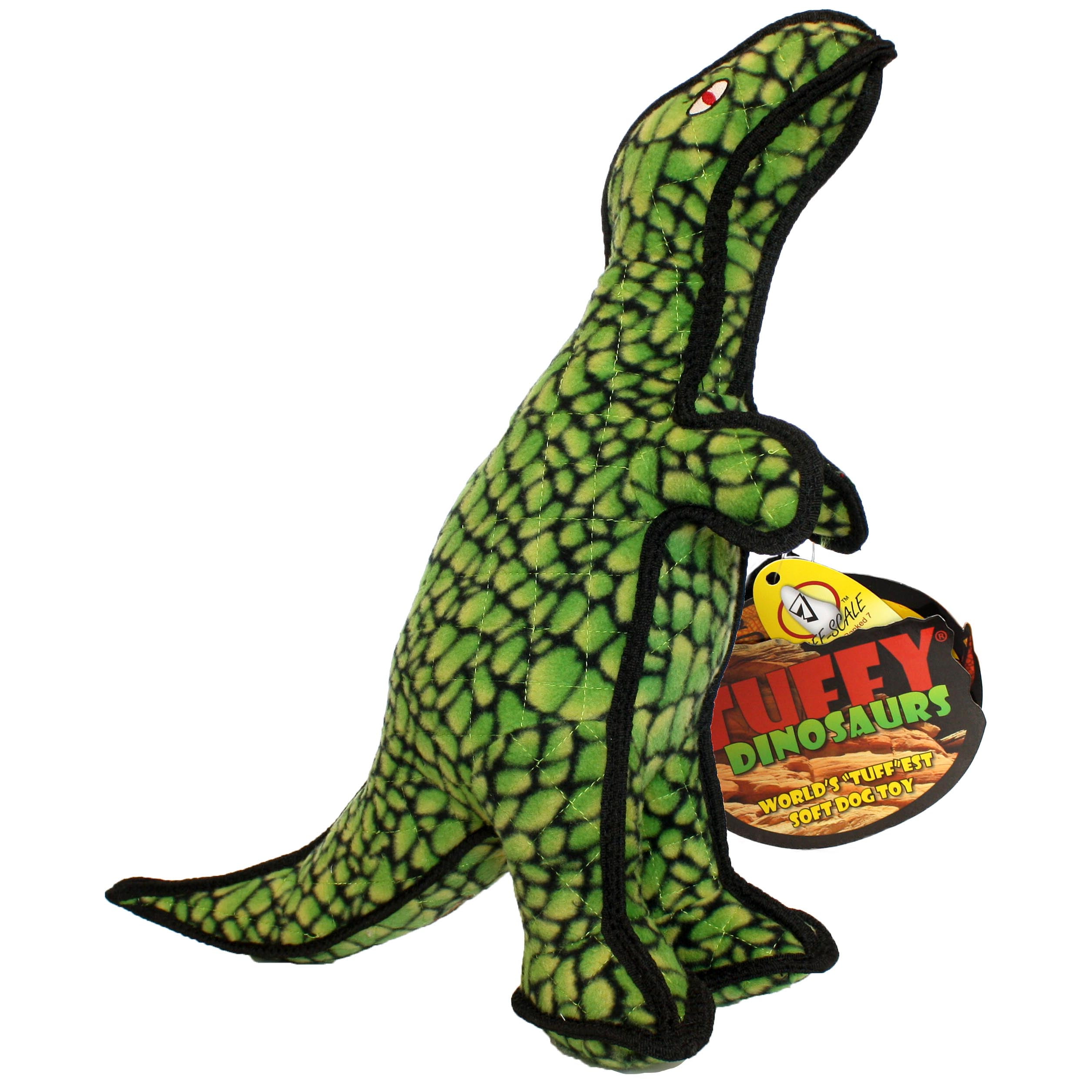 TUFFY® - World's Tuffest Soft Dog Toy - Dinosaur T-Rex - Multiple Layers.  Made Durable, Strong & Tough. Interactive Play (Tug, Toss & Fetch). Machine 