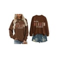 thumbnail image 3 of Women'S Letter Printed Sweater Crew Neck Long Sleeve Pullover Sweaters for Women Brown XXL, 3 of 5