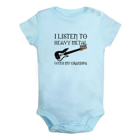 

I Listen To Heavy Metal With My Grandpa Funny Rompers For Babies Newborn Baby Unisex Bodysuits Infant Jumpsuits Toddler 0-24 Months Kids One-Piece Oufits