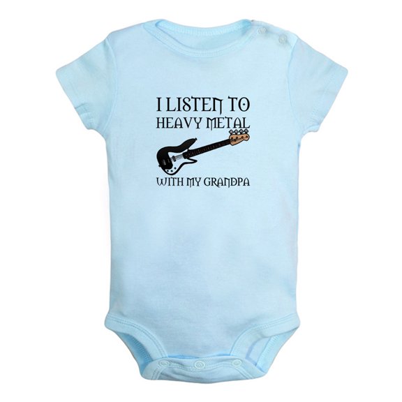 I Listen To Heavy Metal With My Grandpa Funny Rompers For Babies, Newborn Baby Unisex Bodysuits, Infant Jumpsuits, Toddler 0-24 Months Kids One-Piece Oufits
