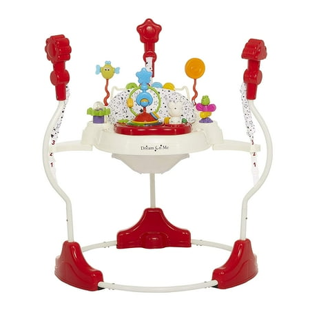 UPC: 0811048038753 | Dream On Me Zany 2-in-1 Baby Activity Center and Bouncer in White and Black Print Sturdy and Strong Frame 3 Height Positions 360 Rotating Seat 12 Songs with Flash Lights Black and White Print