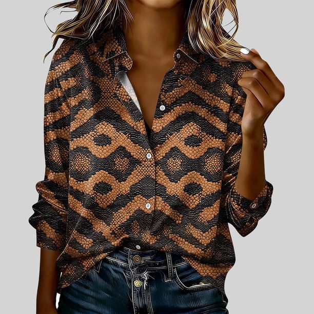 TaTaai Womens Lightweight Printed Shirt Long Sleeve Round Neck Polyester Casual Blouse Soft Fabric Asian Fit Size Up Gift