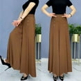 thumbnail image 2 of Bmisegm Women's Casual Flare Pants Stylish Wide Leg Trousers with Button Detailing for Work and Everyday Wear Brown M, 2 of 4