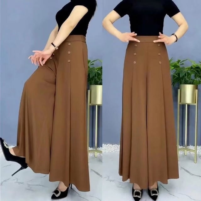 WILLBEST Pantalones Casuales de Mujer Pantalones Cómodos con Detalle de Botones para Uso Diario Primavera Verano Otoño Ideal para Atuendos Versátiles y Estilo Fácil Mediana
