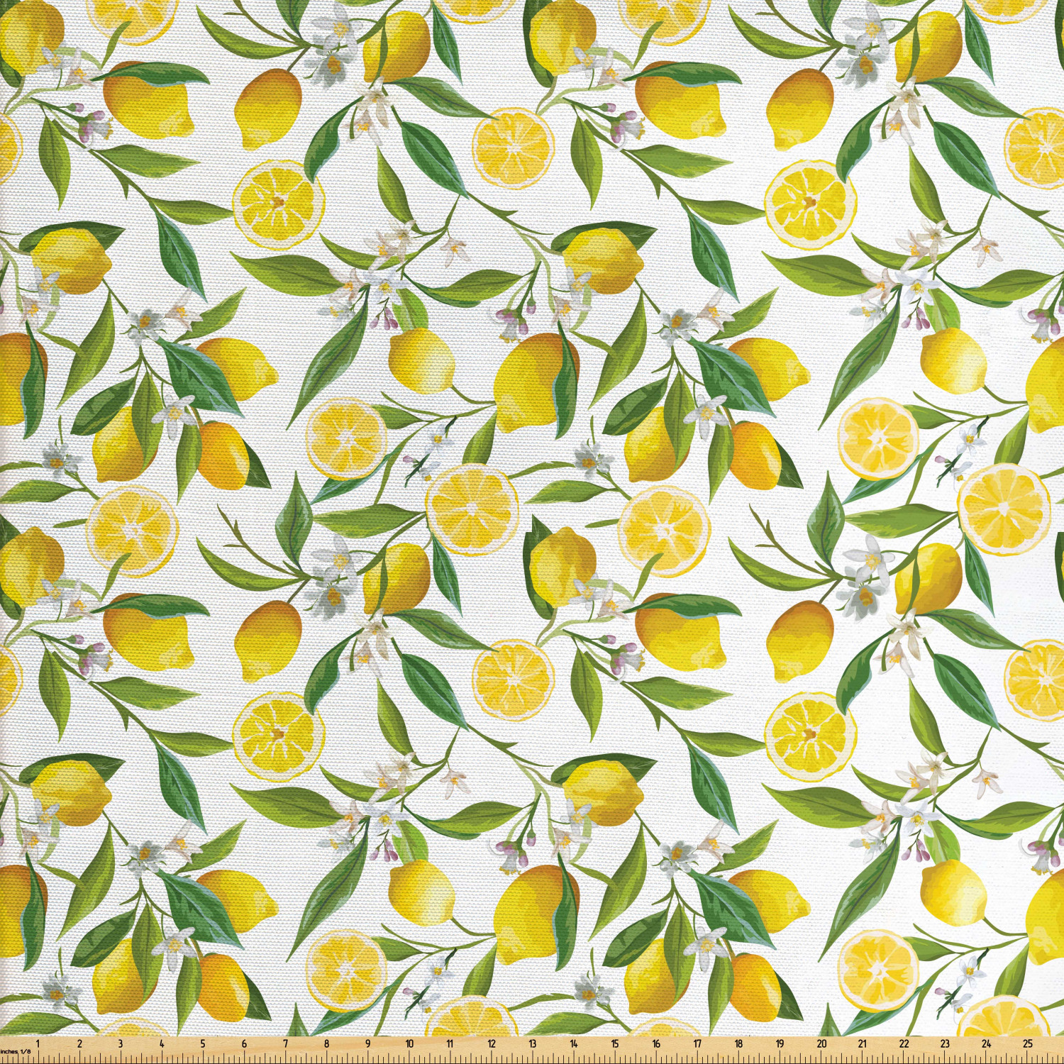 Nature Fabric by The Yard, Exotic Lemon Tree Branches Yummy Delicious