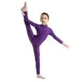 thumbnail image 2 of Xnihocha Kids Girls Metallic Teamwear Uniform Full Body Unitard Jumpsuit Leotard for Gymnastic Dance Purple-A XXL, 2 of 6