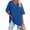 Blue, variant on V-Neck Short Sleeve Women Loose T-Shirt Simple Solid Color Casual Blouse Tops