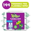Kandoo Kids Sensitive Flushable Cleansing Wet Wipes, Potty Training Aid, Fragrance Free, 144 Wipes