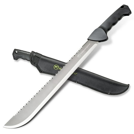 Kilimanjaro 21" Machete (BM21) with Serrated Back and Black Finish with Nylon Storage Sheath