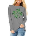thumbnail image 5 of Craaazy St Patricks Day Shirts Women's Long Sleeve Round Neck Shamrock Tops Gifts, 5 of 5