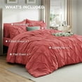 thumbnail image 4 of King Size Comforter Set Coral Red - Bed in a Bag Bedding Set 7 Pieces, GentleSoft™ Pintuck Bed Set Gift for Family, Pinch Pleat Coral Red Comforter with Sheets, Pillowcases & Shams, 4 of 4