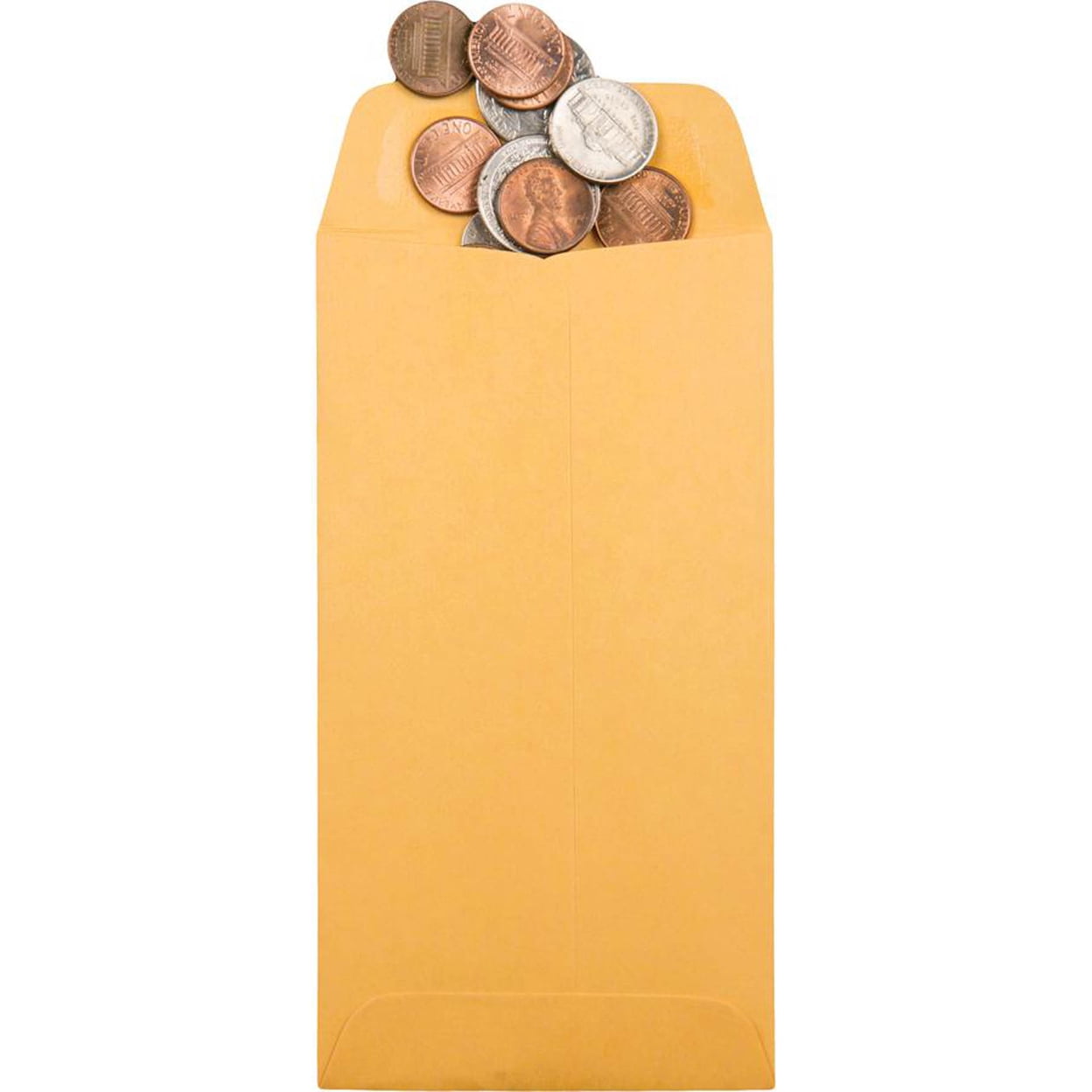 Quality Park No. 7 Coin Envelopes - Coin - 6 1by2"W x 3 1by2" L- 28 lb - Gummed - Brown Kraft