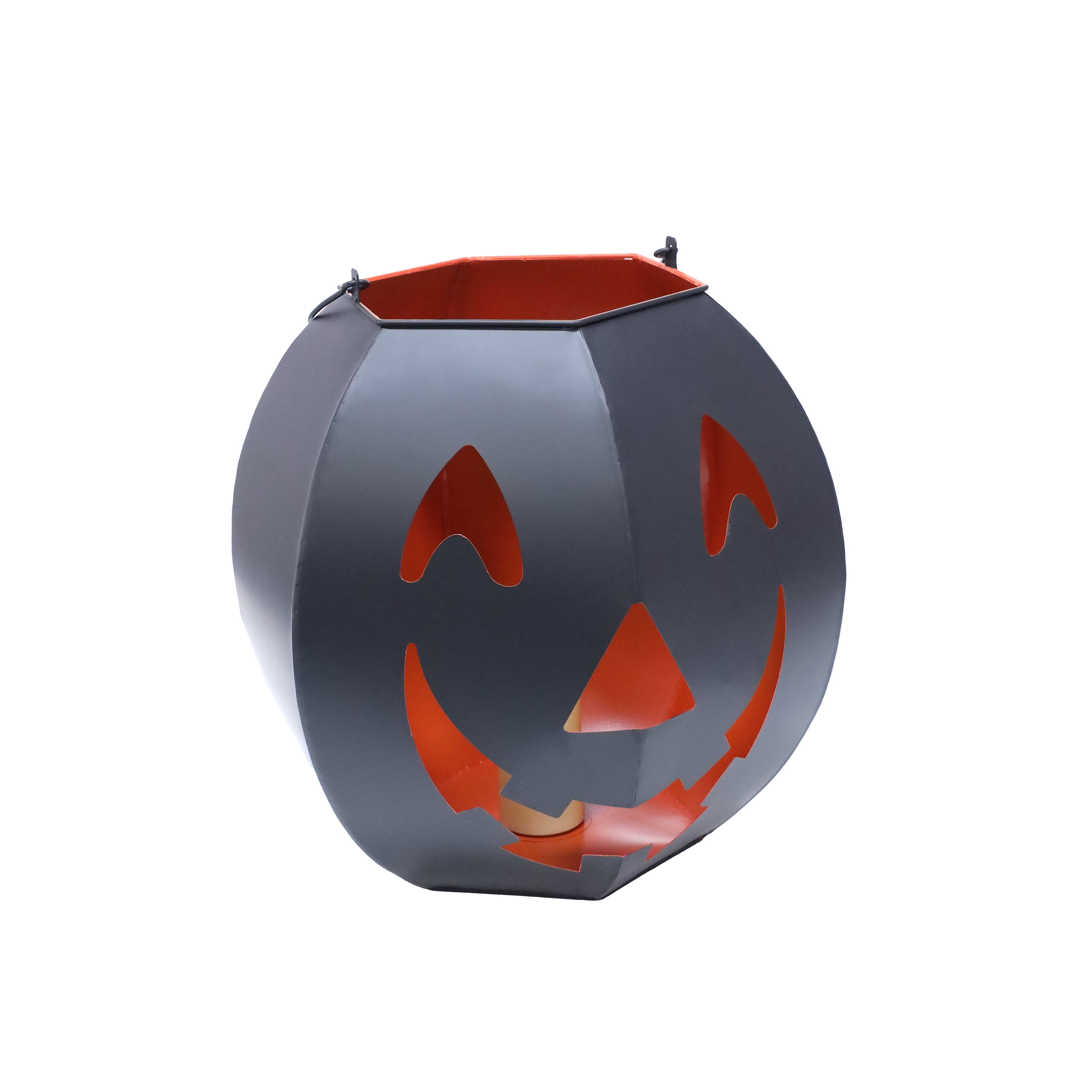Way to Celebrate Halloween 25.25in Black Metal Jack-O'-Lantern, Indoor and Outdoor Lantern