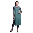 thumbnail image 1 of Bimba Rayon Slub Straight Kurti 3/4 Sleeve Printed Tunic Top Summer Clothing, 1 of 6