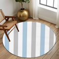 thumbnail image 3 of Light Blue Grey Stripe Large Area Rugs for Bedroom Living Room, Soft Non Slip Carpet Bedside Rug, Modern Farmhouse Vertical Striped Round Floor Cover Kitchen Accent Rug 7' for Dining Room/Office, 3 of 9