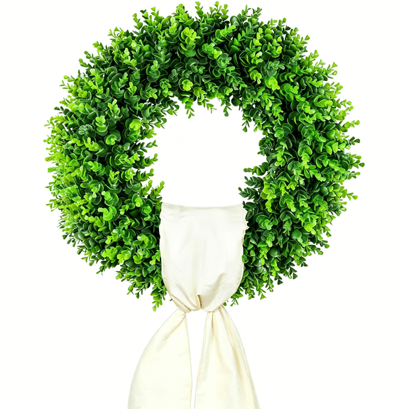 TUWAFE 20'' Boxwood Wreaths Front Door Artificial Spring Wreath. Wreaths for Front Door Farmhouse Wedding Green Year Round Indoor Outdoor for Summer Wreath St Patricks Day Decorations
