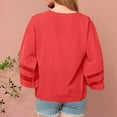 thumbnail image 4 of Ashirexll Summer Shirts for Women, Womens Casual Tops, Fashion Solid Color Casual Mesh 3/4 Sleeve V-Neck Comfortable Shirt, 4 of 5
