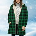 thumbnail image 3 of Plaid Hooded Jackets for Womens Sherpa Fleece Lined Long Jacket Winter Plush Thermal Long Sleeve Zipper Active Coats, 3 of 7