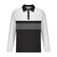thumbnail image 4 of Puntoco Men's Fashion Polo Shirts Casual Long Sleeve Golf Shirts Color Block Cotton Tops Black XXXL(XXXL), 4 of 5