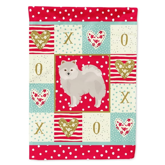 Carolines Treasures CK5850CHF Japanese Spitz Love Flag Canvas House Size Large multicolor