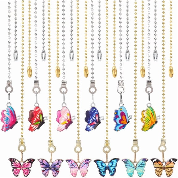 12 Styles Butterfly Ceiling Pull Chain Fan Cord Extension Enamel Charms Decorative Metal Adjustable Cute Animal Ball Replacement Bead Hanging Ornament