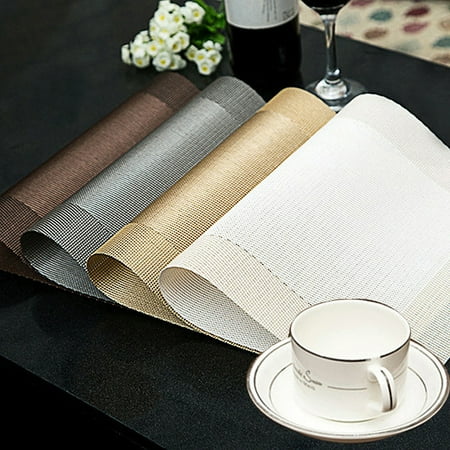 

SPRING PARK Rectangle PVC Heat Resistant Non Slip Dining Table Washable Woven Vinyl Placemat Non-Slip Heat Resistant Kitchen Table Mats Easy to Clean