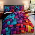 thumbnail image 4 of Flymme Colorful Checkered Duvet Cover Set King Size,3 Pieces Abstract Bedding Set for Bedroom Decor Teen Adult Grid Comforter Cover with Pillowcases, 4 of 10