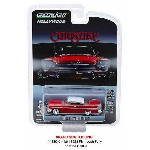GREENLIGHT 1:64 HOLLYWOOD SERIES 23 - CHRISTINE - 1958 PLYMOUTH FURY (RED/WHITE ROOF) 44830-C