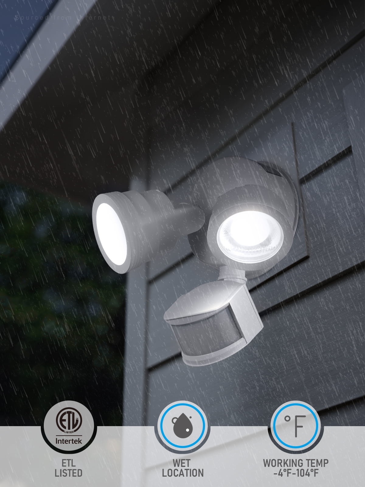4 Pack 25W LED Security Light with Motion Sensor, Dusk to Dawn Flood Wall Light, 30°-80° Beam Angle Adjustable, 5000K Daylight, ETL Listed, White