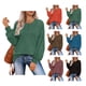 thumbnail image 5 of Top de manga larga para mujer, jersey con botones y cuello redondo, blusa informal holgada de manga larga para mujer, verde oscuro S, 5 of 6