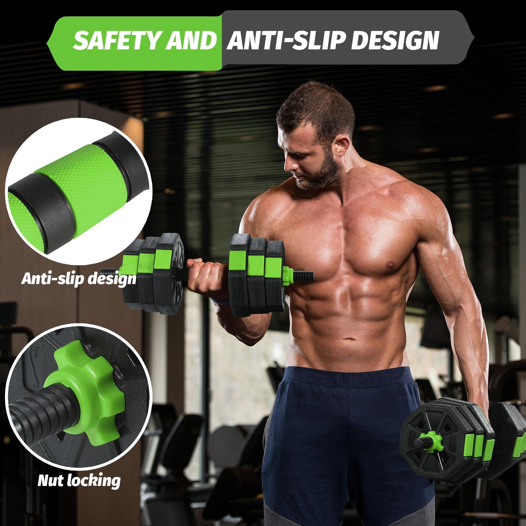 Yeshouse Adjustable 5-in-1 Dumbbells, 66/88lbs Weights Set, Converts to Barbell, Kettlebell & Push-Up Stand
