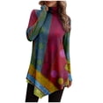 thumbnail image 2 of DPTALR Women Temperament Solid Color Long Sleeved Round Neck Irregular Long Sleeved T-shirt, 2 of 5