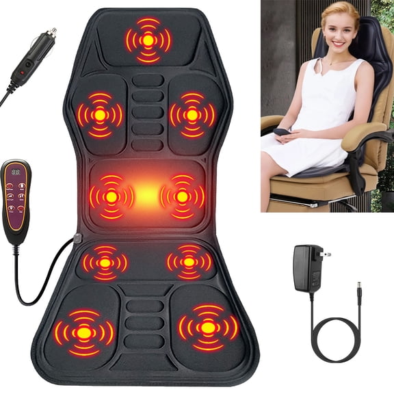 Back Massage Chair Pad with Heat, Imountek Chair Massager for Full Body Massage, Portable Massage Chair Cushion for Home Office, Black