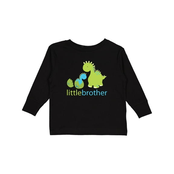 Inktastic Dinosaur Little Brother Green Boys Long Sleeve Toddler T-Shirt
