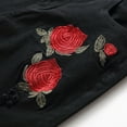 thumbnail image 5 of Hpapadks Jeans for Men Embroidered Rose Slim Legs Stretch Ripped Denim Pants Mens Jeans Black XXL, 5 of 6