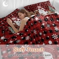 thumbnail image 4 of Red Black Plaid Christmas Snowman Comforter Set Twin Size, Xmas Tree Elk Balls Snowflake Soft Bedding Set for Man Woman, 4 Pieces Duvet Cover Set with Fitted Sheet, 2 Pillowcases, 4 of 9