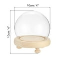 thumbnail image 2 of Uxcell 3"x4" Round Glass Display Dome Cloche Tabletop Display Ball Bell Jar for Plants Candles, Wood Color, 2 of 6