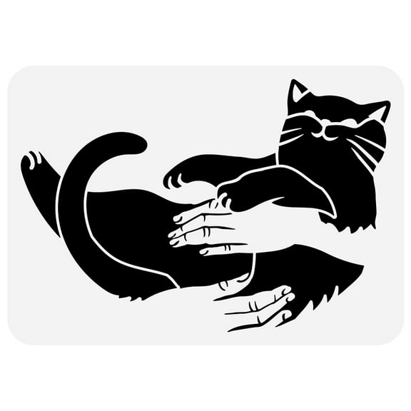 1pc Plastic Drawing Painting Stencils Templates for Painting on Scrapbook Fabric Tiles Floor Furniture Wood Rectangle Cat Shape 29.7x21cm