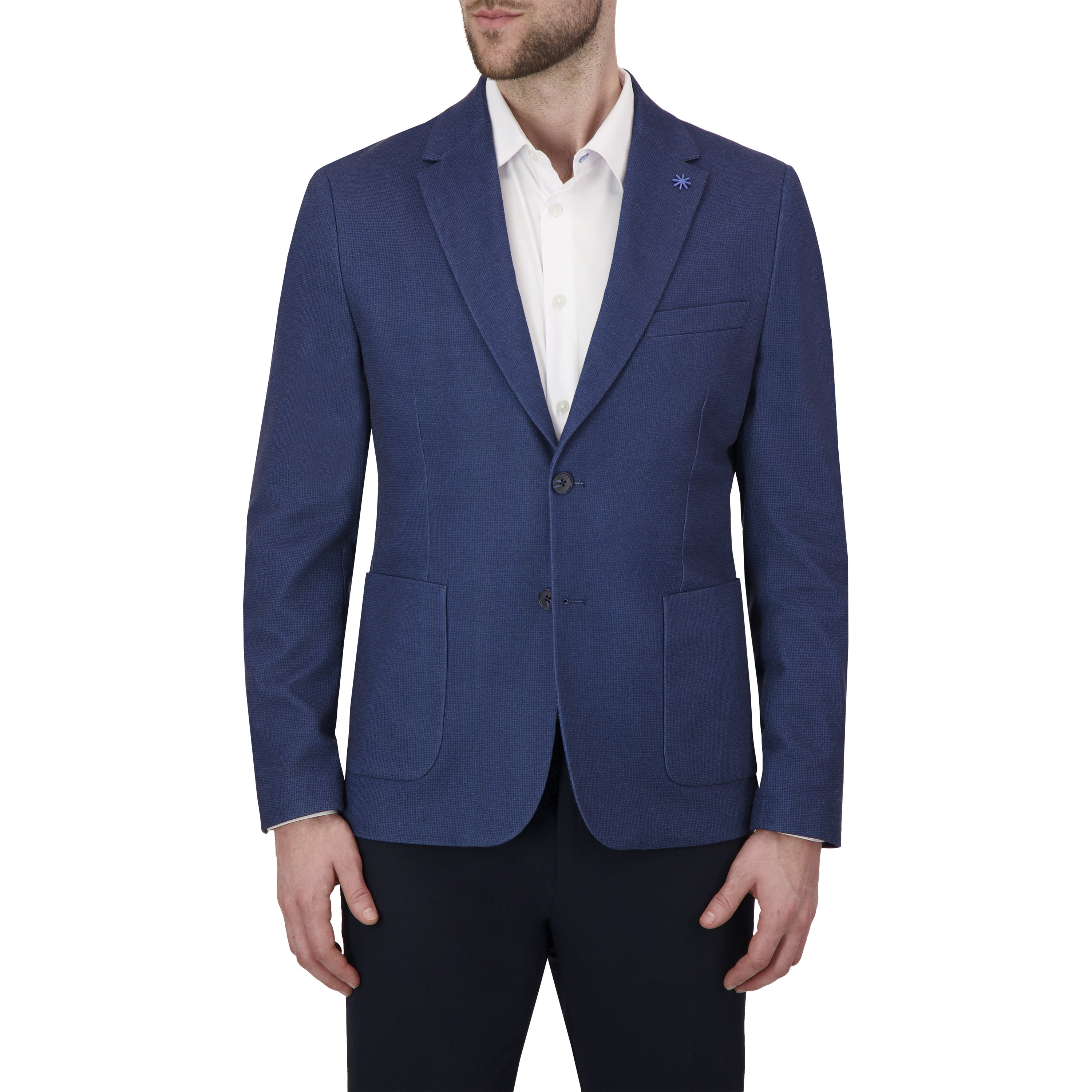 Report Collection Notch Collar Fully Lined Patch Pocket Knit Men's Jacket