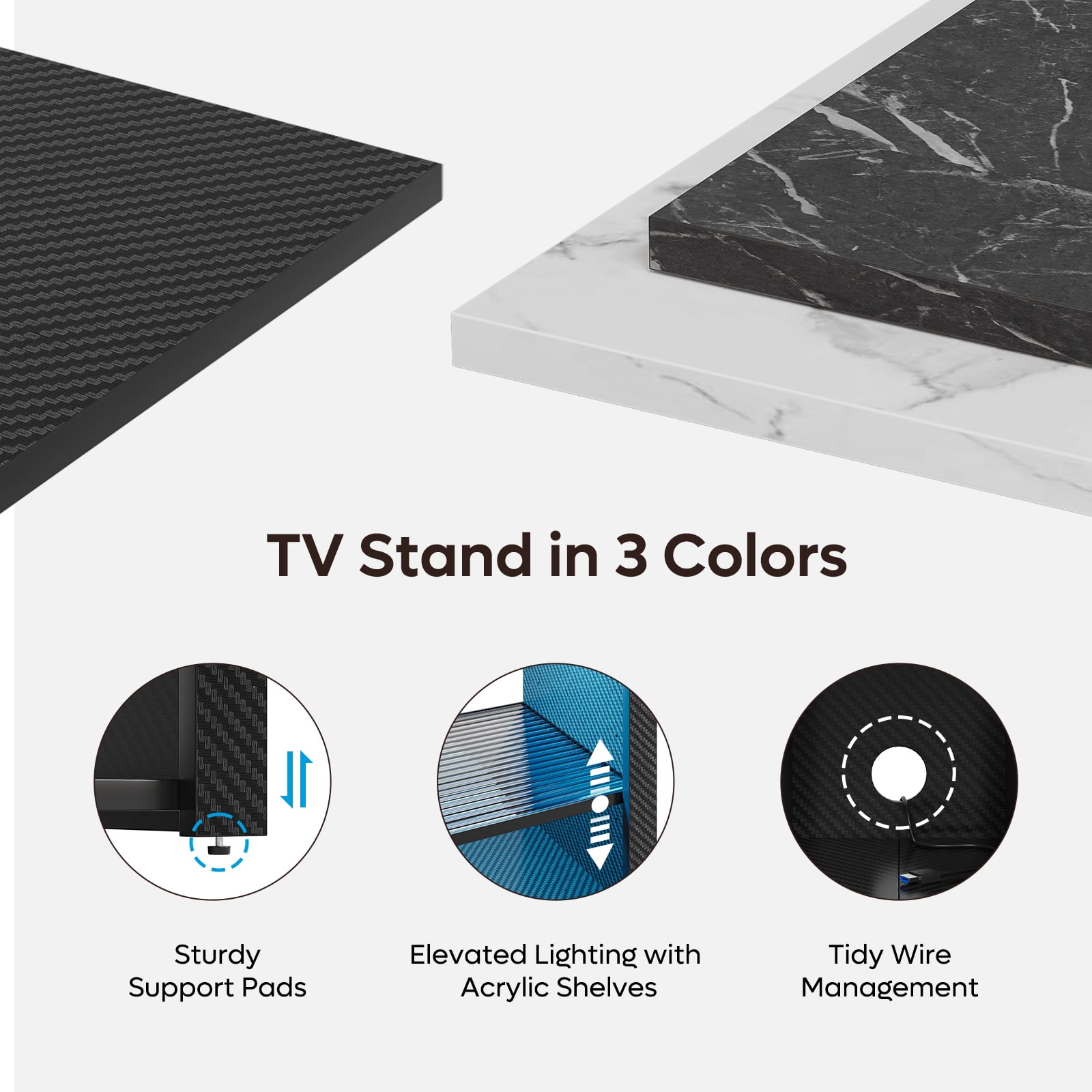 Bestier Tall TV Stand for 65" TVs,Entertainment Center with PS5 Storage,LED TV Stands for Living Room,TV console with Adjustable Storage Shelf,Carbon Fiber Black TV Stand