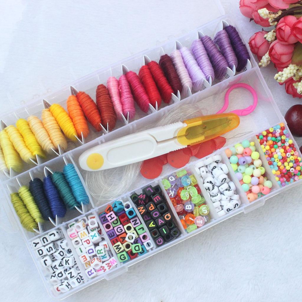 28 Multicolor Embroidery Floss String Bracelet Making Beads for Friendship Jewelry