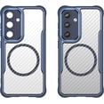 thumbnail image 2 of Case for Galaxy S24 FE,Full-Body Rugged Carbon Fibre Protective Clear Back Hybrid Magnetic Wireless Charge Shockproof Protector Phone Case for Samsung Galaxy S24 FE 5G,2024 (Blue), 2 of 18