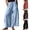 Sky Blue, variant on OIOLOYJM Cropped Pants for Women High Waisted Drawstring Lace-Hem Wide Leg Pants Casual Summer Boho Beach Lounge Trousers with Pockets Sky Blue L