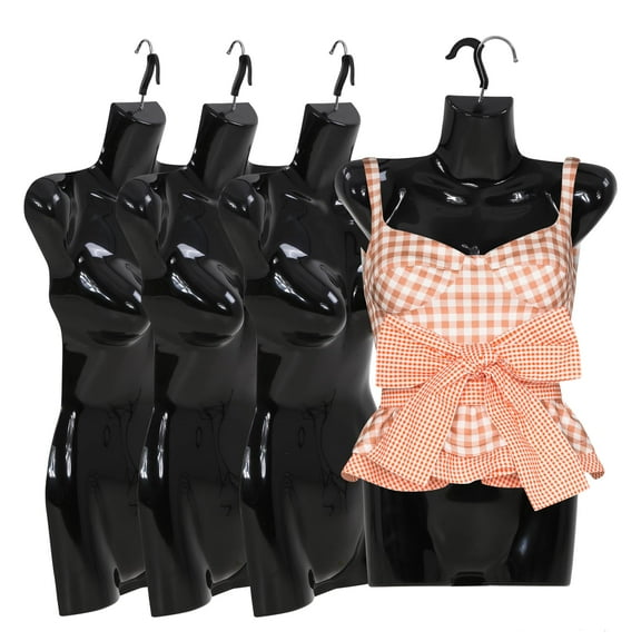 PayLessHere 4PC Black Mannequin Torso - 27" PP w/Metal Hook