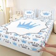 thumbnail image 3 of jejeloiu Cute Cartoon Crown Twin Sheet Sets,Kawaii Loves Pattern Twin Fitted Sheet,White Blue Flat Sheet For Girls Boys,Super Cozy Room Decor,3pcs, 3 of 7