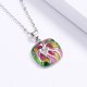 thumbnail image 2 of Elegante collar verde de joyería para mujer decorado con flor rosa y circonita blanca, 2 of 5