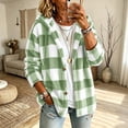thumbnail image 2 of Admvng Women's Checkered Jacket Hooded Long Sleeve Casual Warm Outerwear, 2 of 9