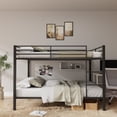 thumbnail image 2 of Aukfa Metal Bunk Bed Full over Full, High Guardrail and Metal Slats, Space-Saving Bed Frame for Kids Teens, Black, 2 of 8