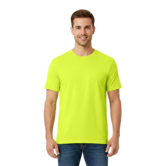 Gildan Hi-Vis Safety Tee | High Visibility Short Sleeve Workwear, Construction T-Shirt, 50/50 Cotton/Polyester in Green, Size- S