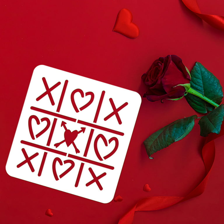 9 Pieces Valentine's Day Heart Stencils Reusable Love Heart Stencil Template